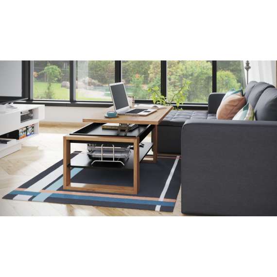 Sofabord NUO 110x65 cm - eik craft - svart matt - med hylle