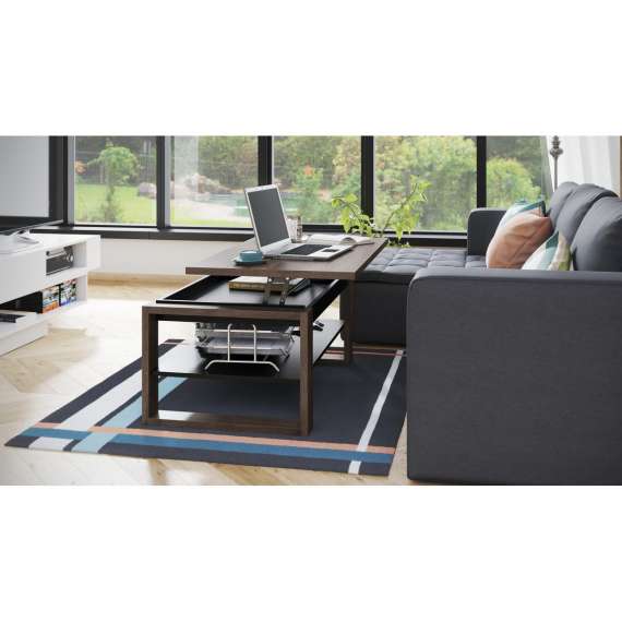 Sofabord NUO 110x65 cm - eik brun - svart matt - med hylle