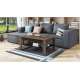 Sofabord NUO 110x65 cm - eik brun - svart matt - med hylle