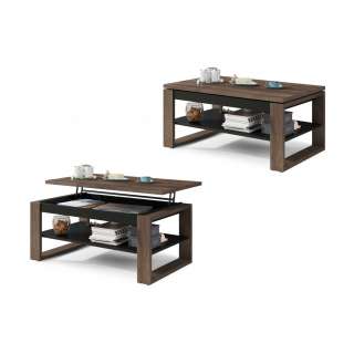 Sofabord NUO 110x65 cm - eik brun - svart matt - med hylle