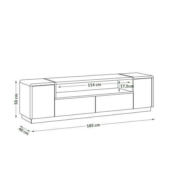 Tv-benk Abelia 185x50 cm - Antrasitt - Eik