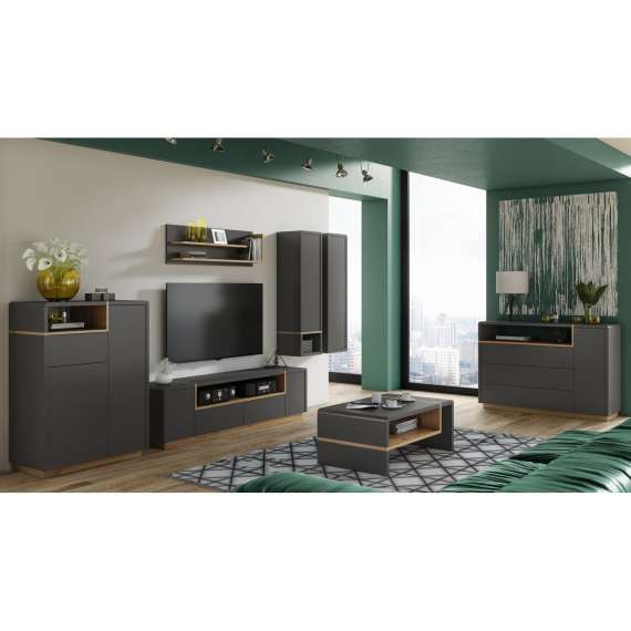 Tv-benk Abelia 185x50 cm - Antrasitt - Eik