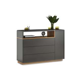 Skjenk Abelia 135x94 cm - Antrasitt - Eik - 3 skuffer