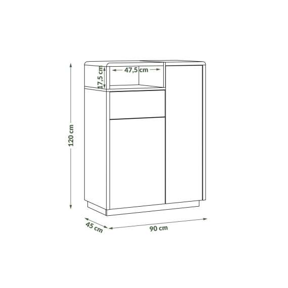 Skjenk Abelia 90x120 cm - Antrasitt - Eik - 2 dører