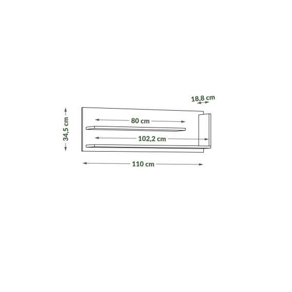 Vegghylle Abelia 110 cm - Antrasitt - Eik