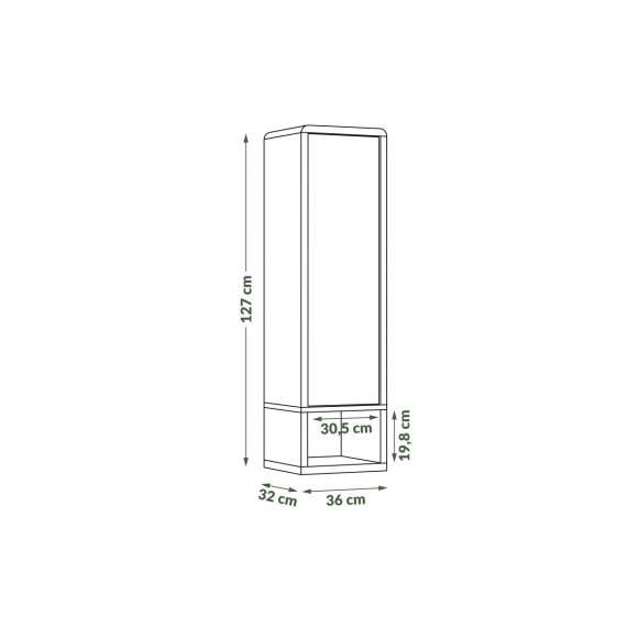 Veggskap Abelia 36x127 cm - Antrasitt - Eik - Vegghengt