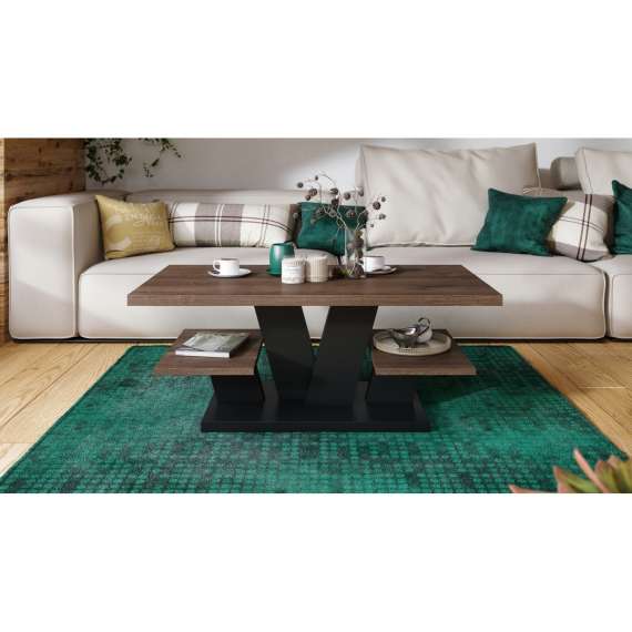 Sofabord Viva 110x45 cm - eik brun - svart matt