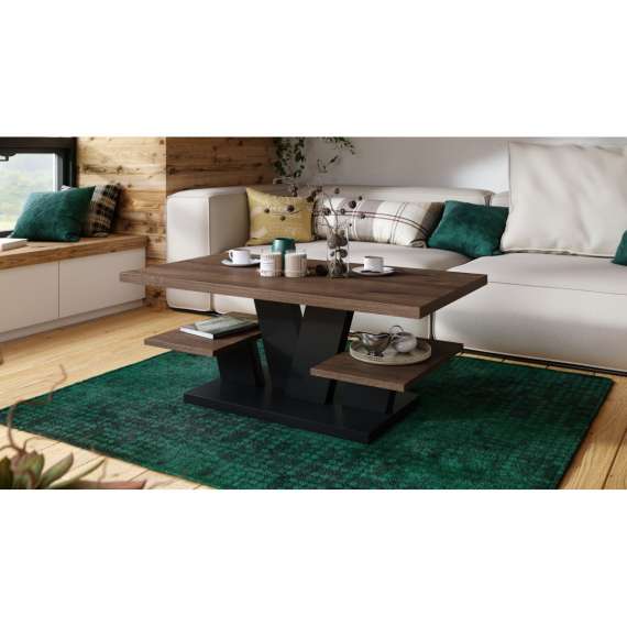 Sofabord Viva 110x45 cm - eik brun - svart matt