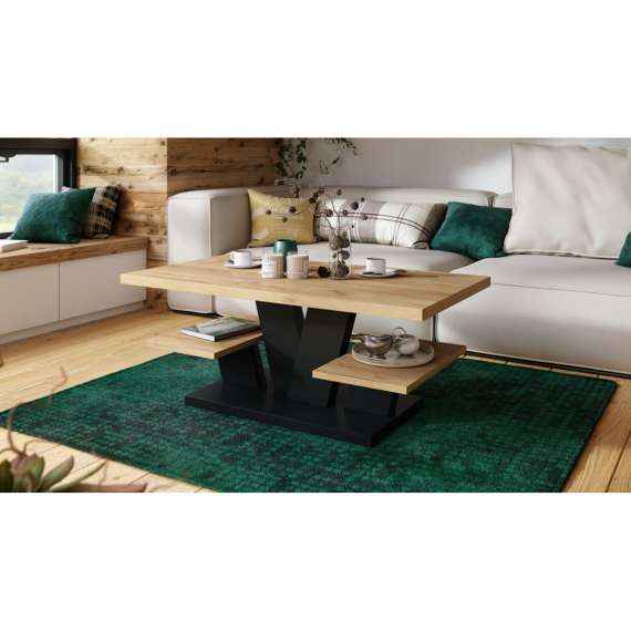 Sofabord Viva 110x45 cm - eik craft - svart matt
