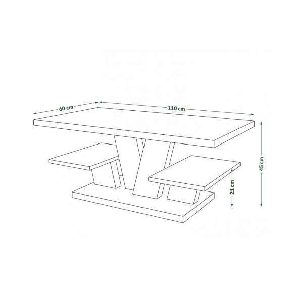Sofabord Viva 110x45 cm - eik craft - svart matt