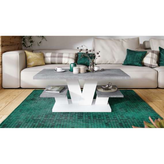 Sofabord Viva 110x45 cm - betong - hvit matt