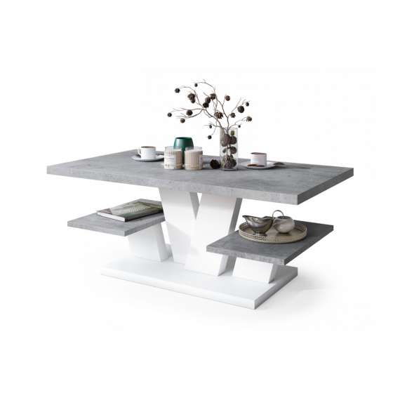 Sofabord Viva 110x45 cm - betong - hvit matt