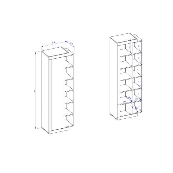 Skap Sintaro 67x200 cm - Hvit høyglans