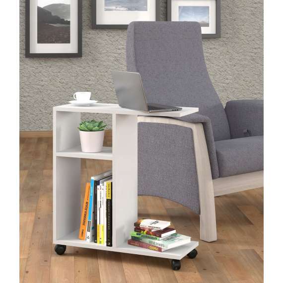 Sidebord med hjul Trasca 60 cm - Hvit