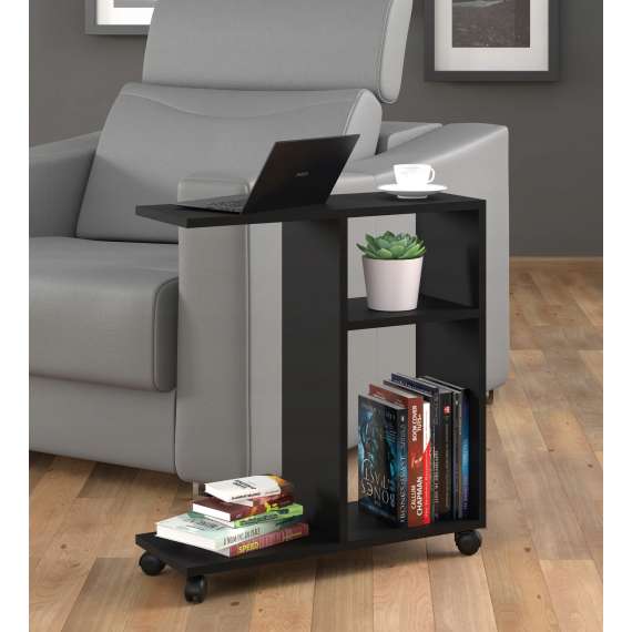 Sidebord med hjul Trasca 60 cm - Svart