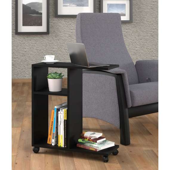 Sidebord med hjul Trasca 60 cm - Svart