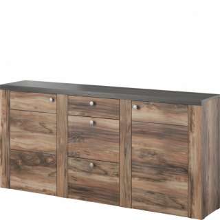 Skjenk Lorena 176x85 cm - Satin nøtt - 2 dører - 3 skuffer