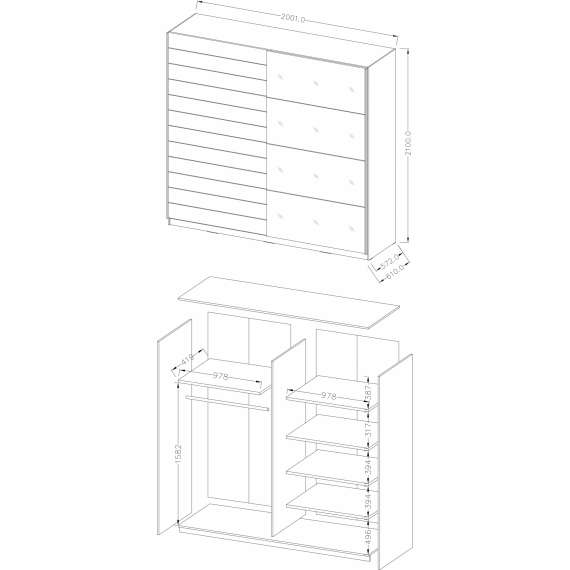 Garderobe Abisko 200x210 cm -  Abisko Ash - 2 dører