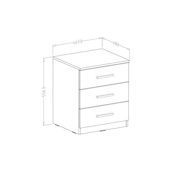 Nattbord Abisko 47x56 cm -  Abisko Ash - 3 skuffer