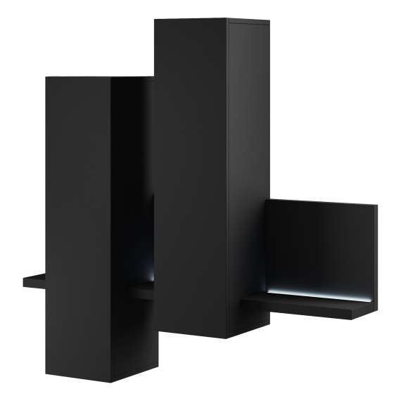 Skap Botta 152-142 cm - Vegghengt - med belysning - Svart matt