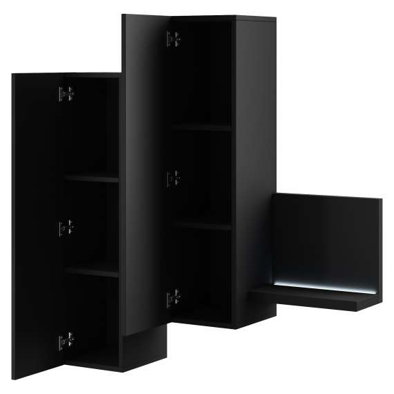 Skap Botta 152-142 cm - Vegghengt - med belysning - Svart matt