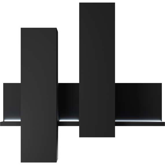 Skap Botta 152-142 cm - Vegghengt - med belysning - Svart matt