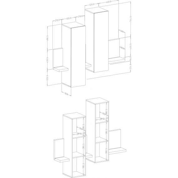 Skap Botta 152-142 cm - Vegghengt - med belysning - Svart matt
