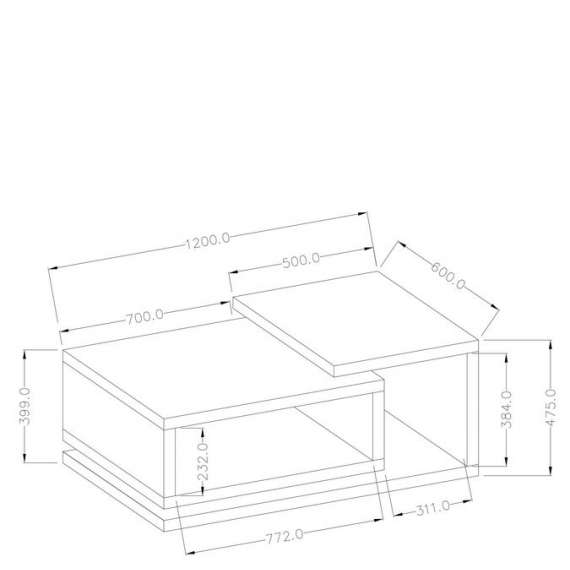 Sofabord Botta 120x40 cm -  Svart matt