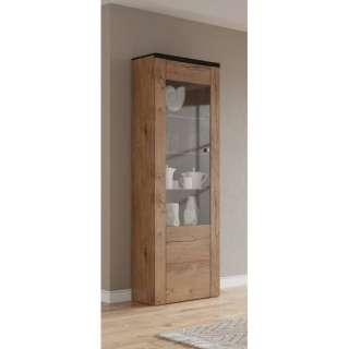 Vitrineskap Lorena 65x206 cm - Satin nøtt - 1 dør - LED