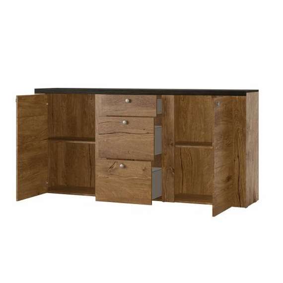 Skjenk Lerena 176x85 cm - Eik lefkas - Touchwood - 2 dører - 3 skuffer