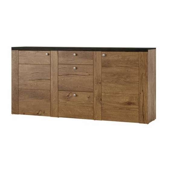 Skjenk Lerena 176x85 cm - Eik lefkas - Touchwood - 2 dører - 3 skuffer