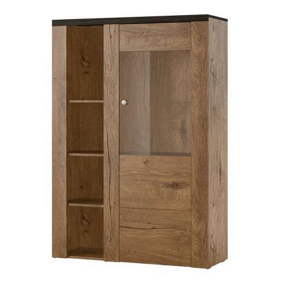 Vitrineskap Lorena 100x145 cm - Eik lefkas - Touchwood - 1 dør - LED