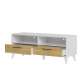 Tv-benk Barro 120x48 cm - Hvit matt - Eik - 2 skuffer
