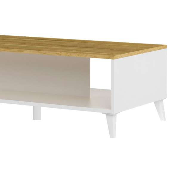 Sofabord Barro 120x40 cm - Hvit matt - Eik