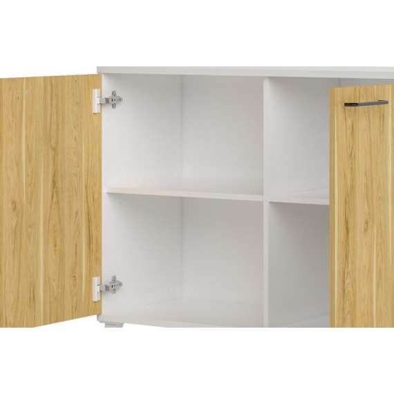 Skjenk Barro 110x83 cm - Hvit matt - Eik - 2 dører