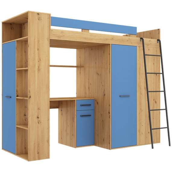 Loftseng Verano 236 cm - skrivebord/oppbevaring