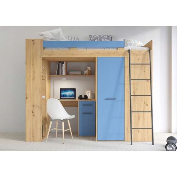 Loftseng Verano 236 cm - skrivebord/oppbevaring