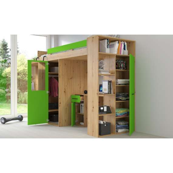 Loftseng Verano 236 cm - skrivebord/oppbevaring