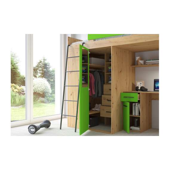 Loftseng Verano 236 cm - skrivebord/oppbevaring
