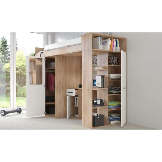 Loftseng Verano 236 cm - skrivebord/oppbevaring