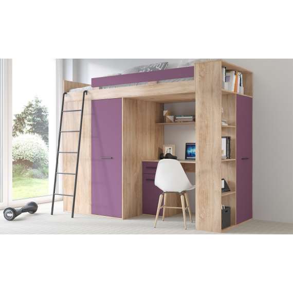 Loftseng Verano 236 cm - skrivebord/oppbevaring