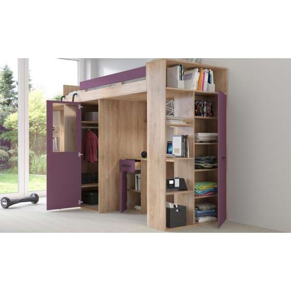 Loftseng Verano 236 cm - skrivebord/oppbevaring