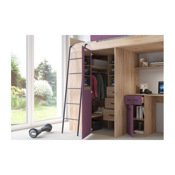 Loftseng Verano 236 cm - skrivebord/oppbevaring
