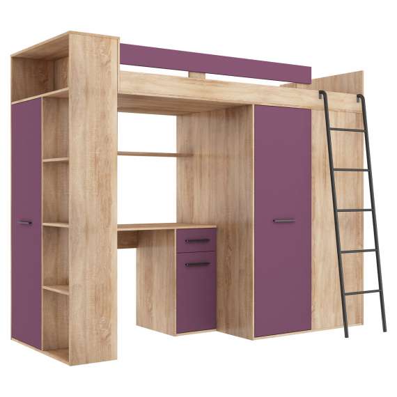 Loftseng Verano 236 cm - skrivebord/oppbevaring