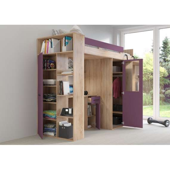 Loftseng Verano 236 cm - skrivebord/oppbevaring