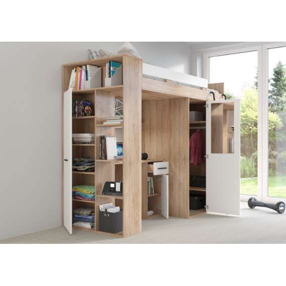 Loftseng Verano 236 cm - skrivebord/oppbevaring