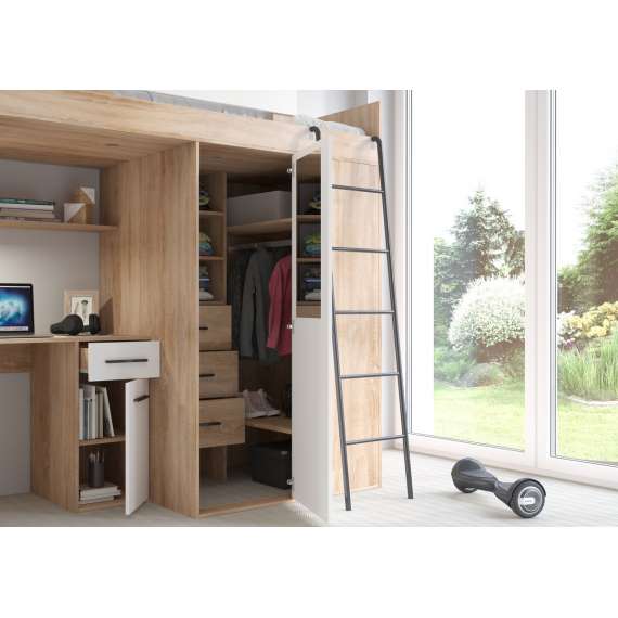 Loftseng Verano 236 cm - skrivebord/oppbevaring