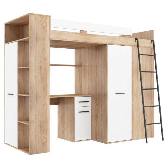 Loftseng Verano 236 cm - skrivebord/oppbevaring