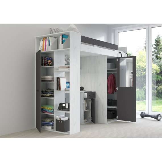 Loftseng Verano 236 cm - skrivebord/oppbevaring