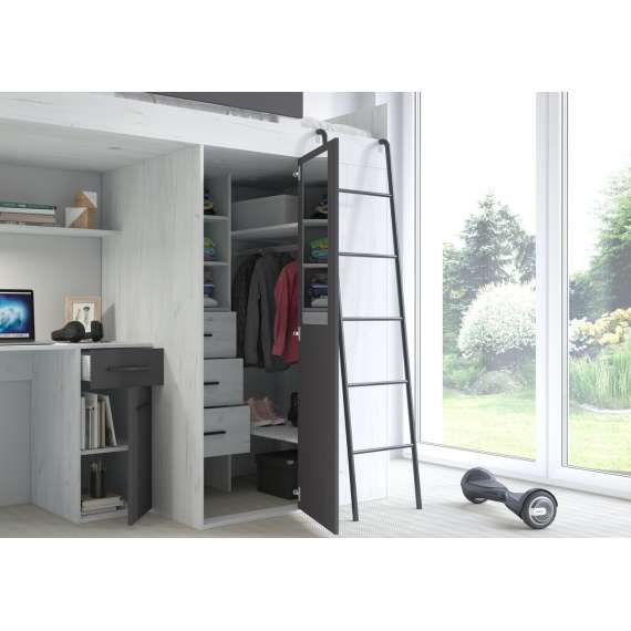 Loftseng Verano 236 cm - skrivebord/oppbevaring